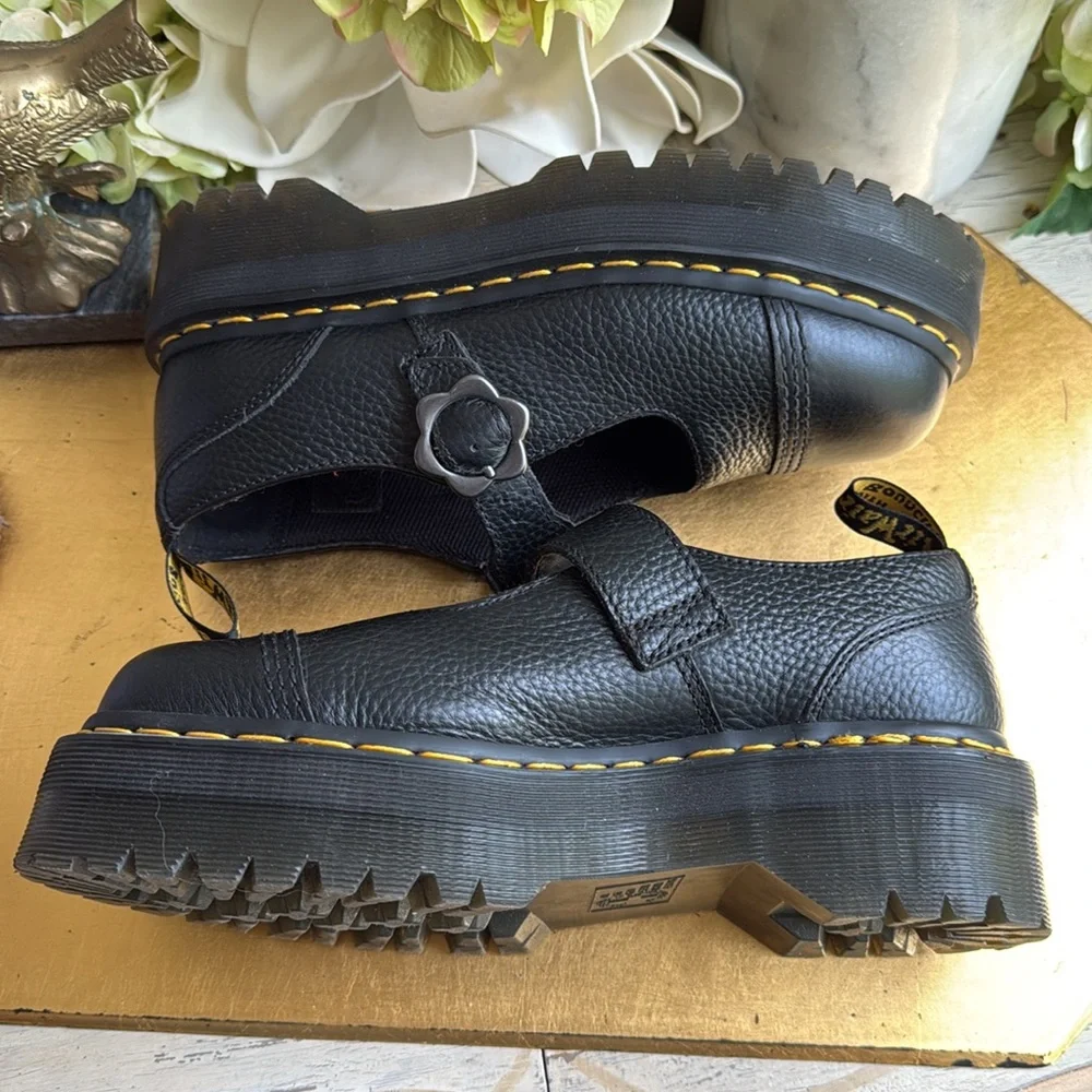 Dr Martens Women's Addina Flower Buckle Platforms